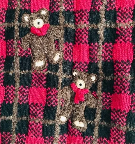 BellePointe Vest M NWT Teddy Bear Vintage Brown Grandma Retro Plaid Embroidered Size M