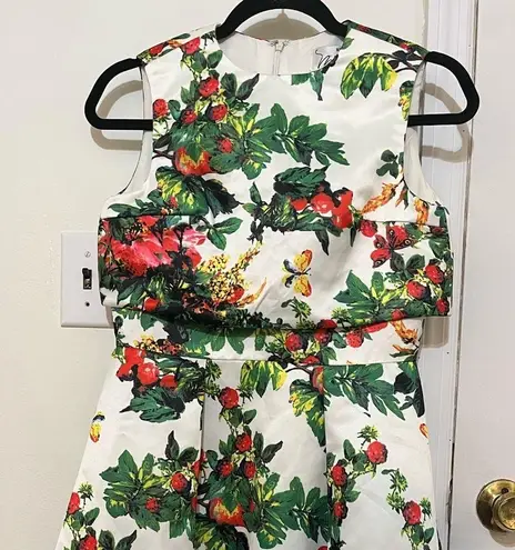 Floral Satin Dress with Pleats Multiple Size 0