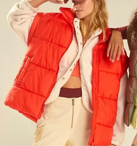 NWT FP Movement Free People In a Bubble Puffer Vest Orange Size M Primaloft Size M