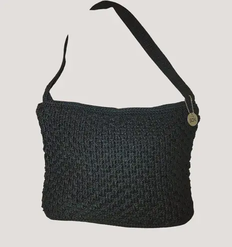 The Sak Black Crochet Shoulder Bag Zipper Closure Inner Pocket
