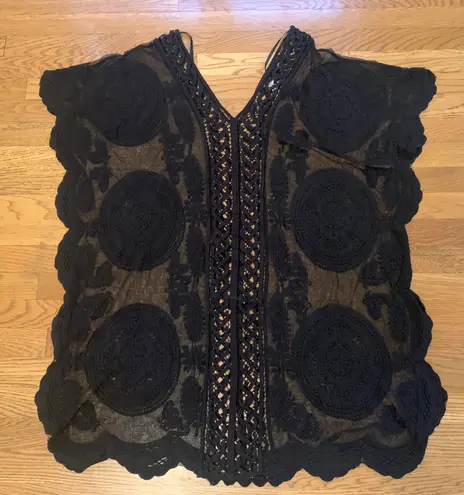 Floral mesh bikini coverup in black size M/L Size M