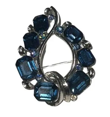 Vintage Lisner Blue Aurora Borealis Brooch Scarf Pin