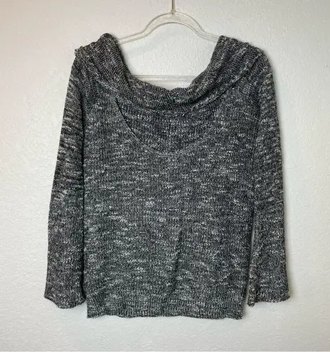 Melrose and Market Black Heathered Off The Shoulder Sweater w/ Back Opening Size M
