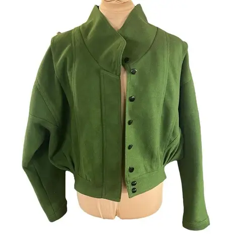 Unbranded Green SZ L Women Slouchy Dolman Sleeve Bomber Varsity Military Jacket Size L