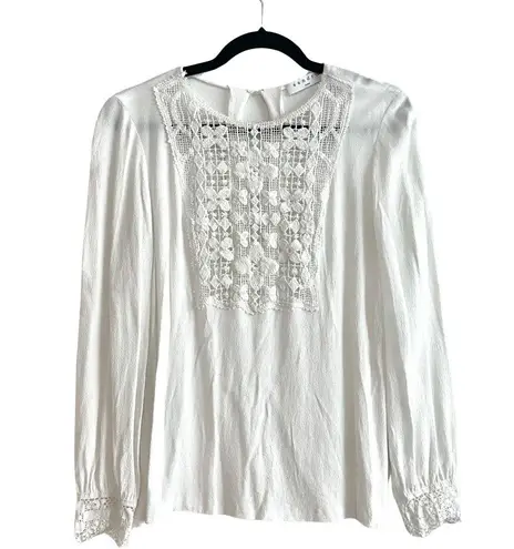 Sandro Paris Casey Lace Crepe Top Blouse Tunic Ecru Creme White Sz 2