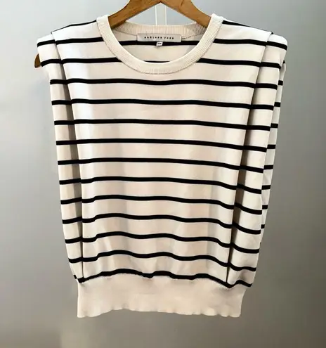 Endless Rose Striped Sleeveless Pleated Knit Top Shoulder Pads Size XS