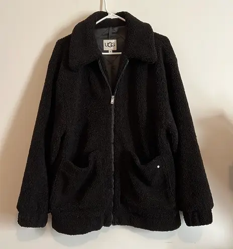 UGG Jackeline Teddy Bear Black Jacket NWOT