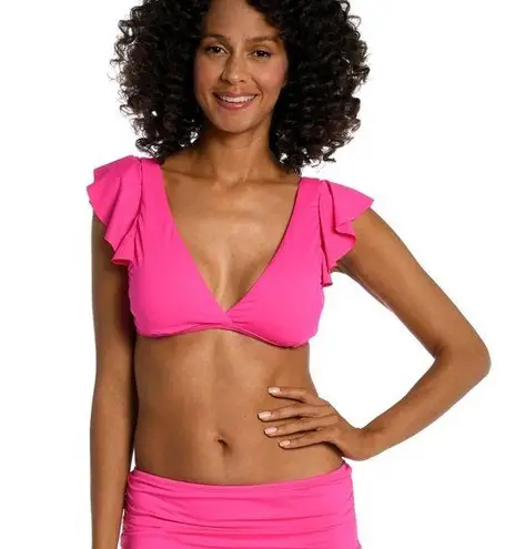 La Blanca 01M.- Island Goddess Ruffle Sleeve Top - Pop Pink.