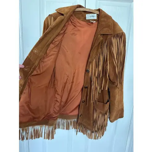 Vintage Cedars Suede Leather Fringe western cowboy brown coat Jacket M Size M