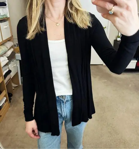 Dantelle Open Pleat Front Cardigan Sweater Black Women's XS Petite