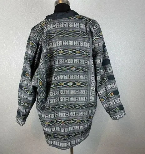 Vintage Thai Silk Handmade Art to Wear Jacket Oversized One Size 100% Silk Aztec