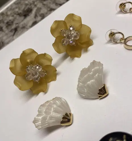 Lot Of 5 Costume Statement Earrings Pierced Dangle / Stud Mix