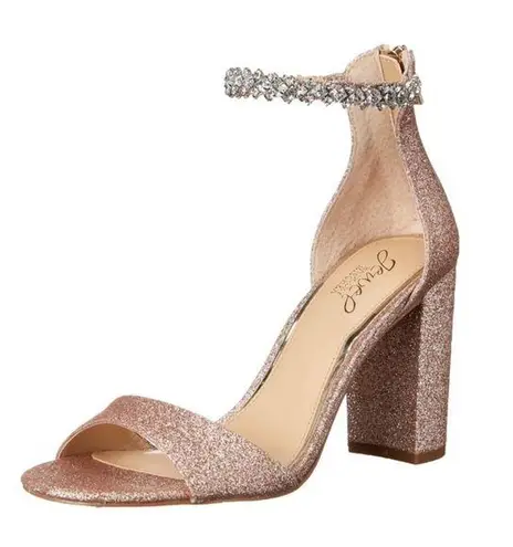 Jewel by Badgley Mischka Louise Ankle Strap Sandal Rose Gold Women’s Size 8