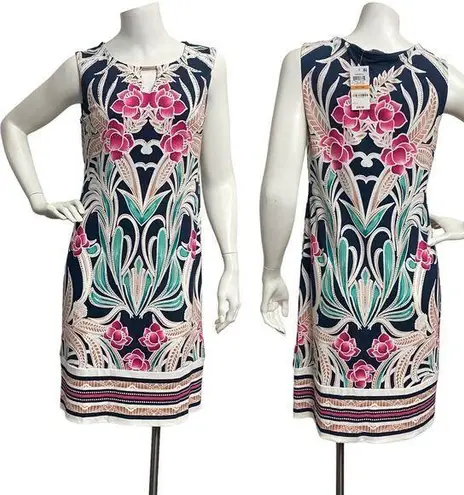 JM Collection Womens Petite Small Floret Sheath Keyhole Dress Hawaiian Tropical