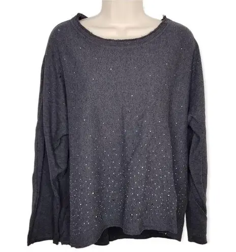 Marc New York MNY  Long Sleeve Knit Embellished Gray Top Size L