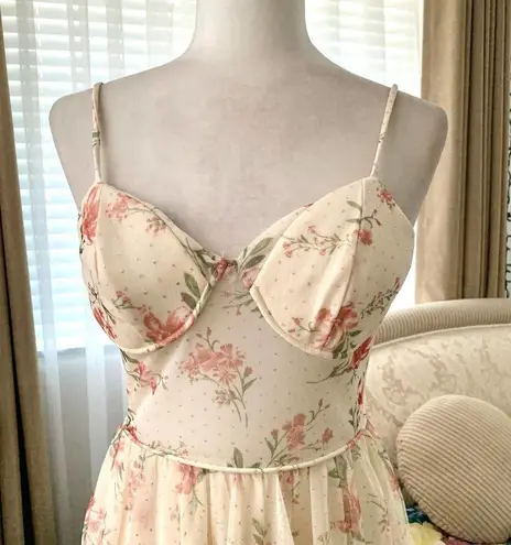 NEW City Studio Floral Dot Corset Maxi Gown in Light Yellow Size undefined