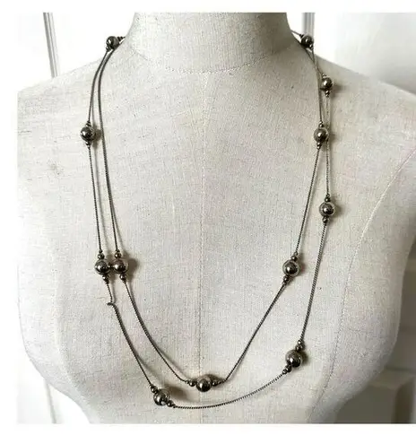 14k gold plated long ball chain necklace