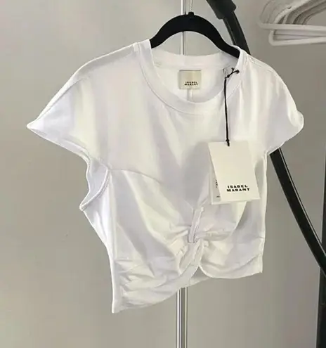 Isabel Marant / FWRD Zineae Twist Front Crop T-Shirt Top in White NWT