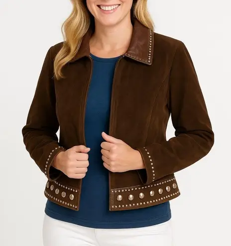 Double D Ranch leather and highly embellished jacket NWOT Size M