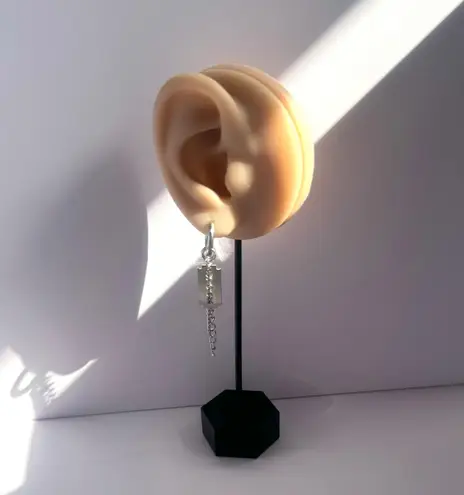 Razor Blade Shape Dangle Drop Earrings for Men Women Punk Hip Hop Unisex Style Silver