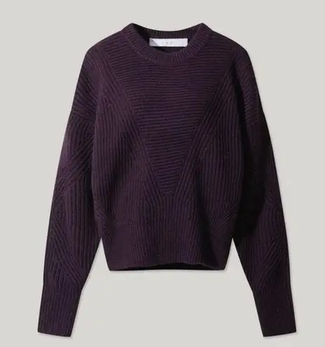 IRO Mona Wool Knit Ribbed Sweater, Dark Purple Size L, New w/Tag Retail $445