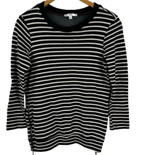 Drew Striped Black White Side Zipper Pullover Jumper Sweater Size Medium