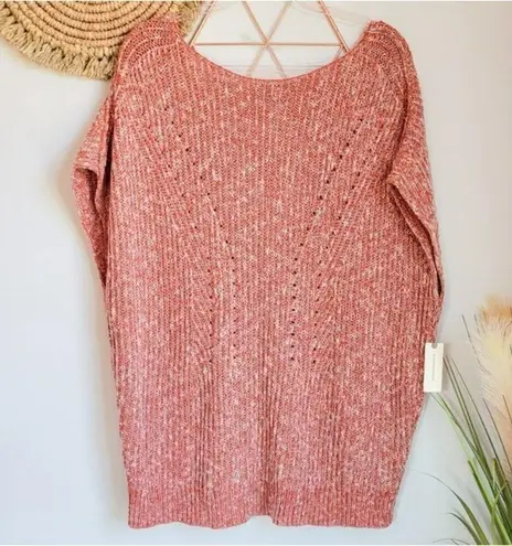 Anthropologie , Pilcro, New Knitted Red Marled Tunic Oversized Top, Medium