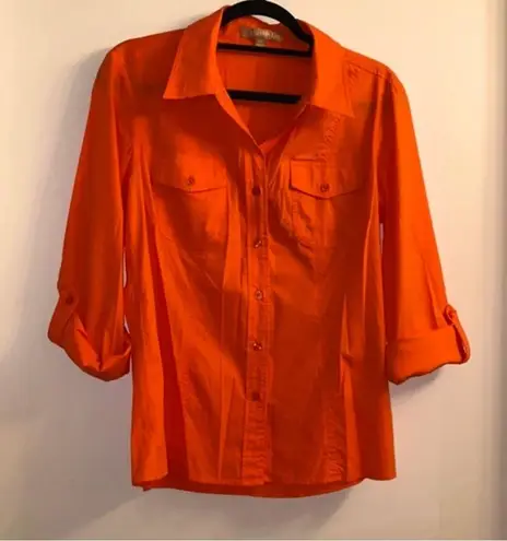 Ellen Tracy Vibrant Orange Button-Down Shirt