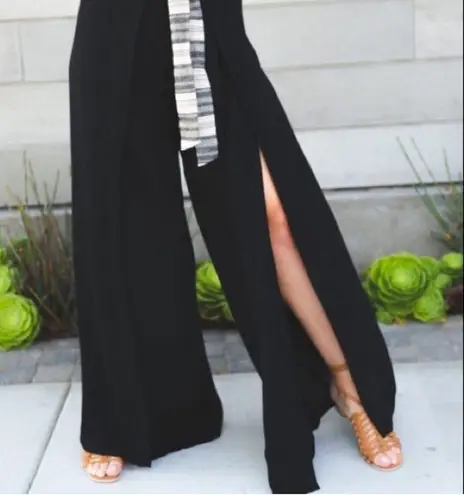 Cleobella New gauzy wide leg pants slit smocked elastic waist pull on boho XS