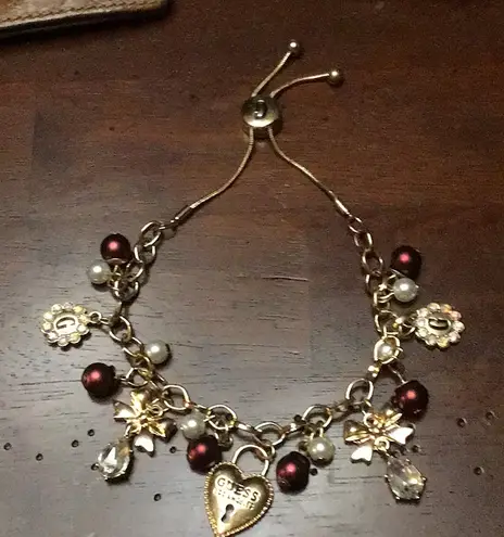 Guess  ROSE GOLD TWO ROW SLIDER CHARM BRACELET - Image 1