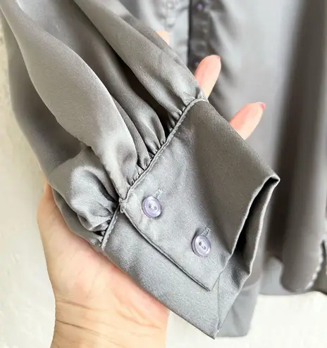 Glamorous gray silky oversized button down shirt size 4