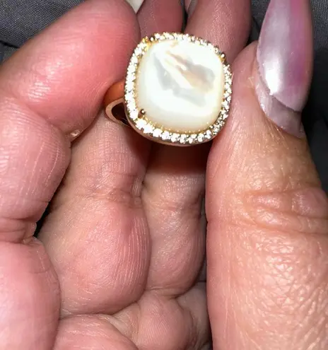 Jupiter Women's Natural Gemstone Mother of Pearl Ring Gold Size 6
