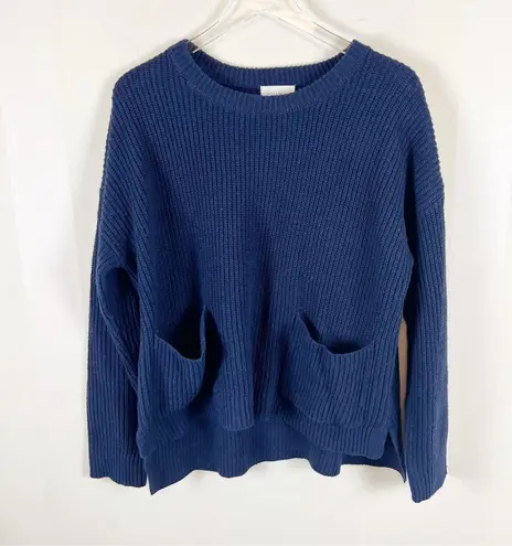 MELLODAY Navy Blue Knit Pullover Sweater with Pockets Size Large NWT