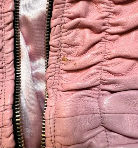 Bubblegum Leather Pink Textured Leather Jacket