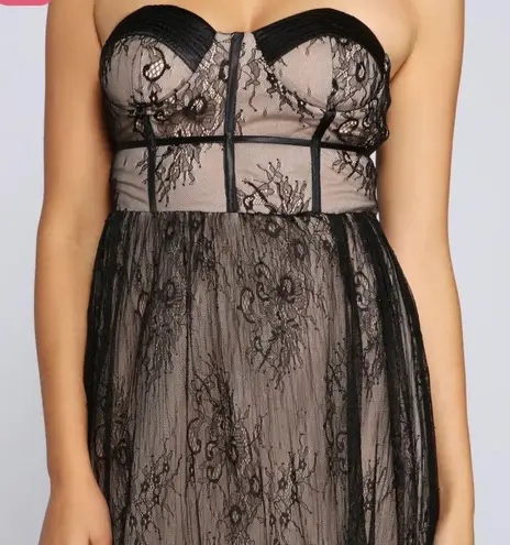 Maniju Laurel Formal Lace Illusion Corset Dress NWT