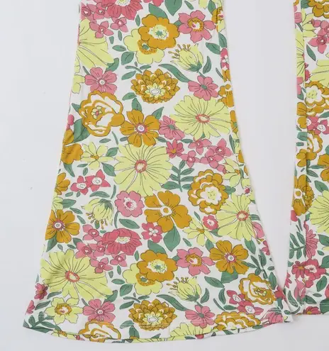 Ghanda Rosa Flares Bardot Floral Bell Bottom Pants Pink Size XS