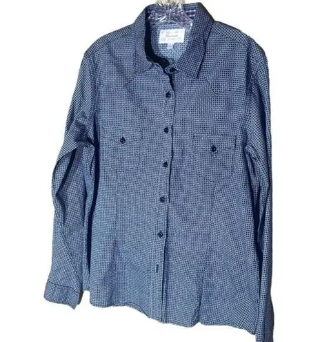 Panhandle Long Sleeve Button Up Western Shirt Black White Large