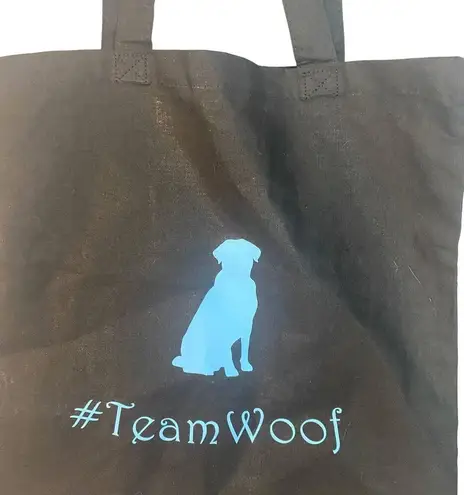 Black and Baby Blue Graphic Team Woof Dog Lovers Tote Bag Women