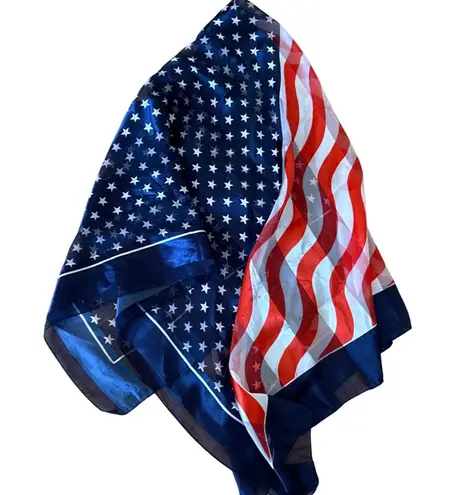 American Flag Scarf Stars Stripes Patriotic USA Fourth of July 40" Lightweight Blue