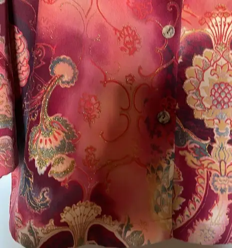 Lively colorful exotic w/gold sparkle Button down top or shacket Tunic NWOT Size undefined