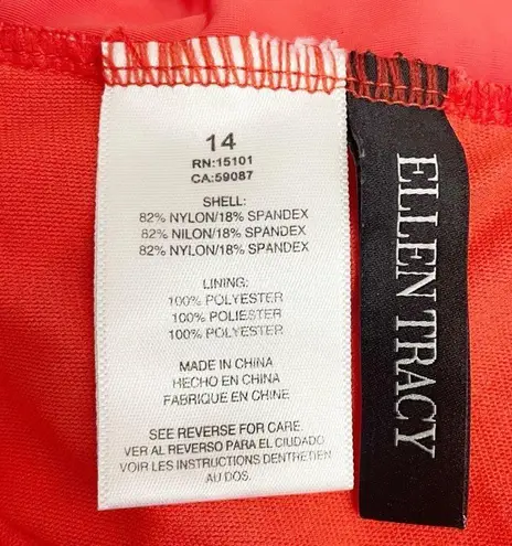 Ellen Tracy Ruched High Neck Ruffle Keyhole One-Piece Swimsuit Siren Red Size 14