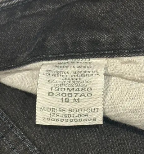 Riders By Lee Mid Rise Bootcut Black Denim Jeans Women's Size 18