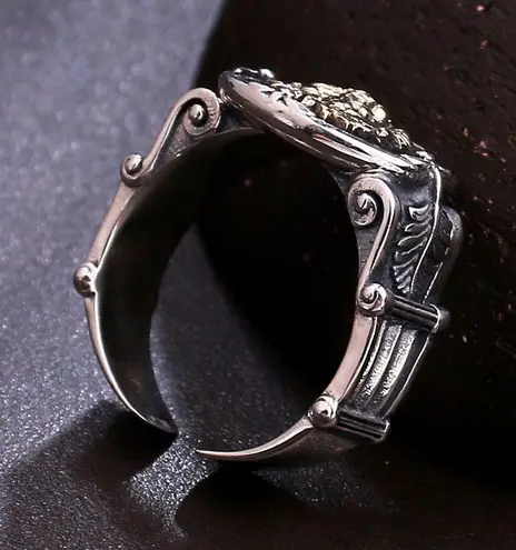 925 Silver Plated Adjustable Lion Head Ring for Men Women,Punk Hip Hop Ring