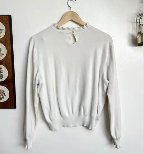 Cottagecore White Eyelet Knit Top Size XL