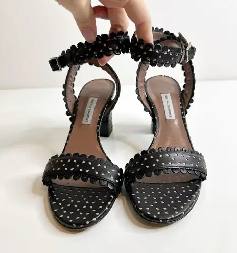 Tabitha Simmons Leticia Perforated Sandals Scalloped Leather Black Women's 38 7
