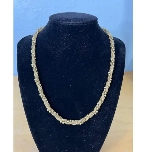 VTG Avon Gold Tone Twist Chain Beaded Necklace Old Money Regency