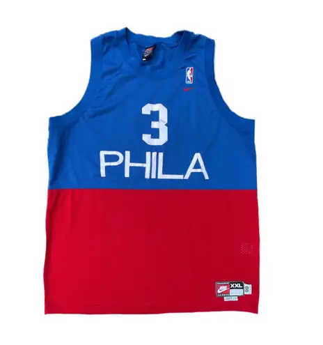 Nike Vintage  Allen Iverson Philadelphia 76ers #3 Blue Red Basketball Jersey