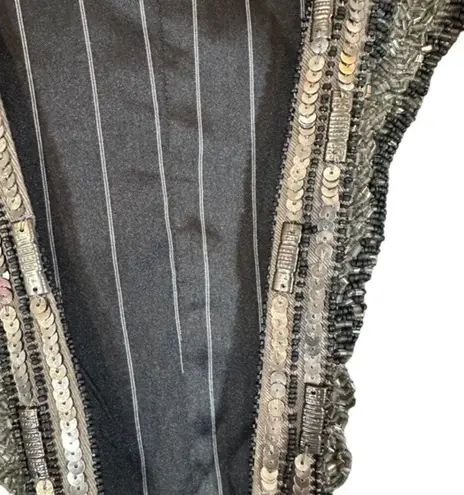 Mango  Brown Beaded & Sequins Trim Lined Sleeveless Vest Women Sz XS