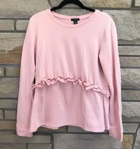 Halogen  Barbie Pink Ruffle Trim Sweatshirt Medium Barbie barbiecore