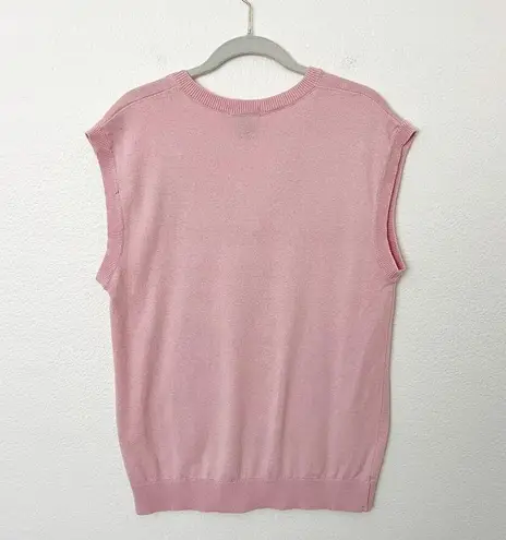 Hot Topic [] Pink Strawberry Print Sleeveless Sweater Vest Top V-Neck Sz Medium M - Image 2